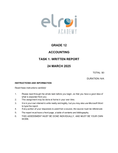 Grade 12 Accounting: Ethics & Corporate Social Investment Task