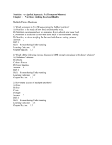 Nutrition Chapter 1 Questions: Food & Health