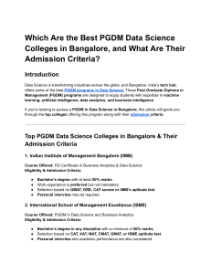 PGDM Data Science Colleges in Bangalore: Admission Criteria