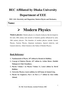 Modern Physics Lecture Notes: Relativity & Quantum Mechanics