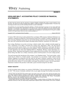 Highland Malt: Accounting Policy Choices Case Study