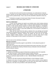 Meaning and Forms of Literature: Definitions & Analysis