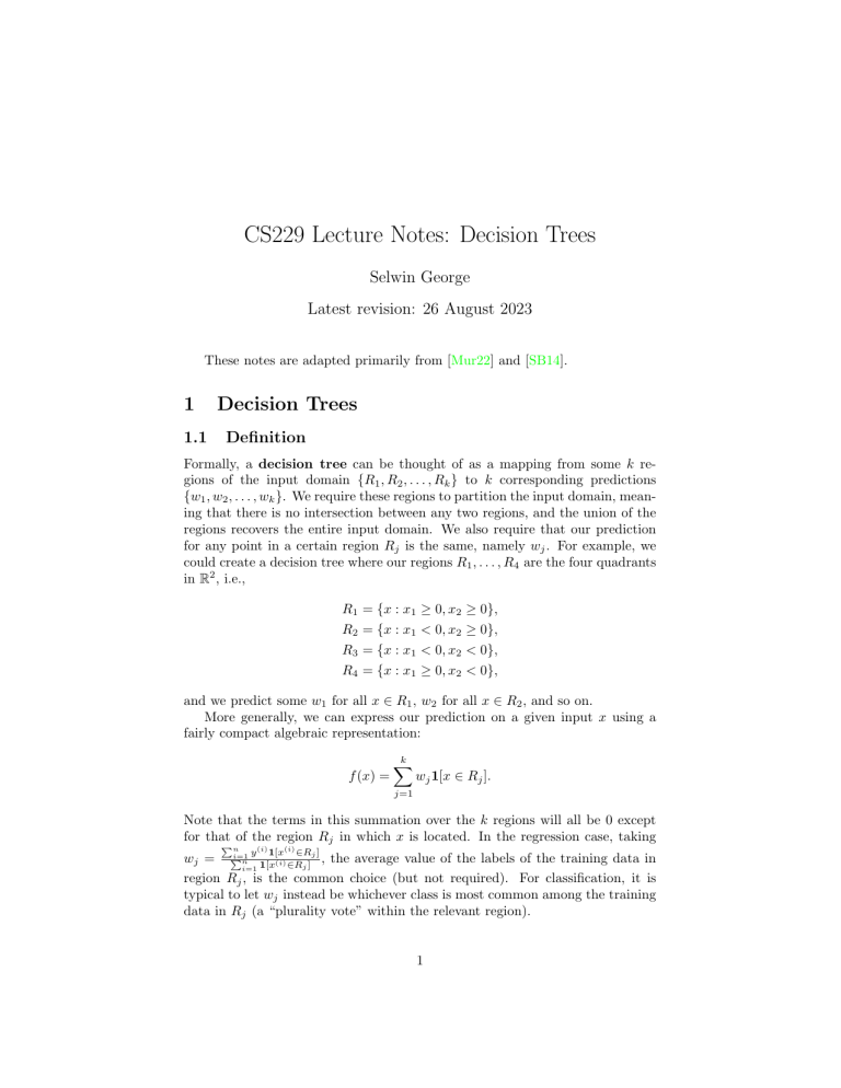 Decision Trees: Lecture Notes