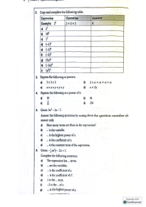 Exponents & Algebra Worksheet: Simplify & Identify Terms