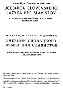 Slovak Language Textbook for Slavists (1978)