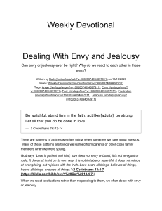 Envy and Jealousy: A Christian Devotional