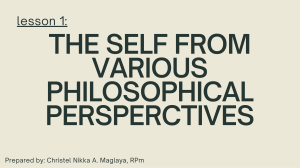 Philosophical Perspectives on the Self: A Lesson