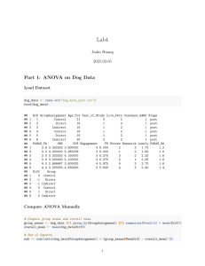 ANOVA Analysis: Dog Data, Cement & Brick Experiments