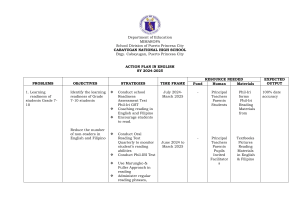 English Action Plan: Cabayugan National High School