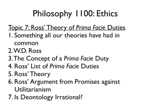 Ross' Prima Facie Duties: Ethics Presentation