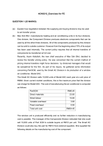 Cost Accounting Exercises: Transfer Pricing & Performance