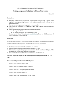 Decimal to Binary Conversion Coding Assignment