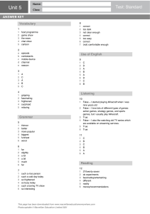 Unit 5 English Test: Vocabulary, Grammar, Reading