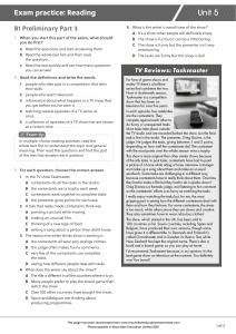 B1 Preliminary Reading Exam Practice: TV Reviews