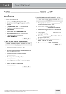 Unit 4 English Test: Vocabulary & Grammar