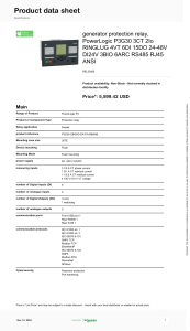 PowerLogic P3G30 Generator Protection Relay Data Sheet