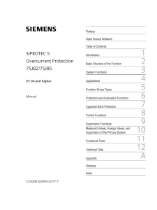 SIPROTEC 5 Overcurrent Protection Manual 7SJ82/7SJ85