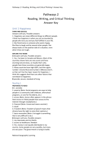 Pathways 2: Happiness - Answer Key