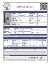 Sambalpur University Student Details - Renuprapha Padhan