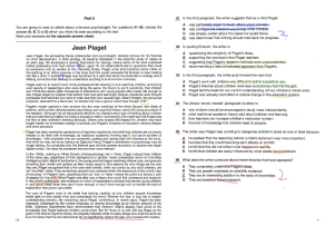 Jean Piaget Article & Questions