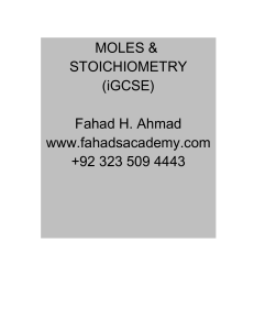 IGCSE Chemistry: Moles & Stoichiometry Questions