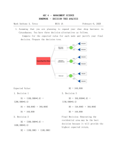 Decision Tree Analysis Homework: Business Expansion