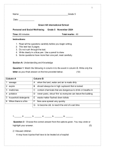 Grade 5 Personal & Social Well-being Test - November 2024