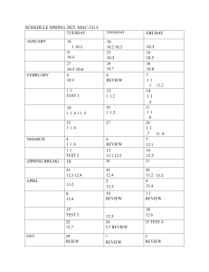 MAC-2313 Spring 2025 Course Schedule