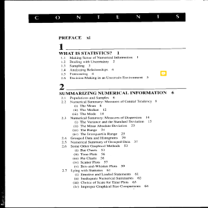 Statistics Table of Contents: Numerical Summaries & Data Analysis