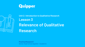 Qualitative Research Relevance: Lesson for Senior High