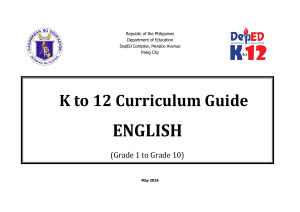 K to 12 English Curriculum Guide (Grades 1-10)