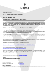 NSFAS 2025 Private Accommodation Application Announcement