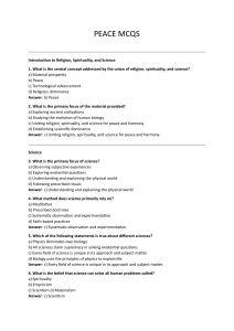 Peace, Religion, Science MCQs & Vivekananda Quiz