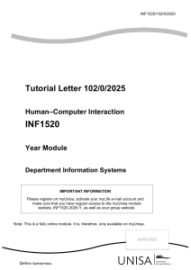 INF1520 Human-Computer Interaction Tutorial Letter