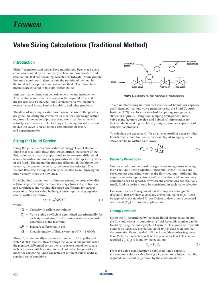 Valve Sizing Calculations: Traditional Method for Liquids