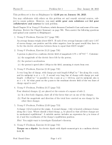 Physics II Problem Set 1: Coulomb's Law & Electric Fields