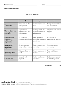 Debate Rubric: Assessing Student Debate Performance