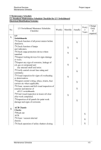 LV Switchboard Maintenance Schedule Checklist