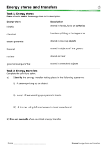 Energy Stores and Transfers Worksheet