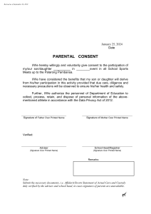 Parental Consent Form for School Sports