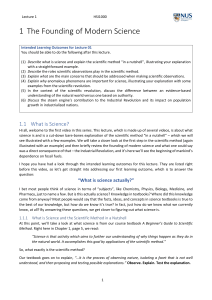 Founding of Modern Science: Lecture Notes