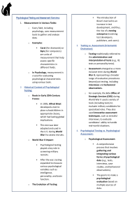 Psychological Testing & Assessment Overview