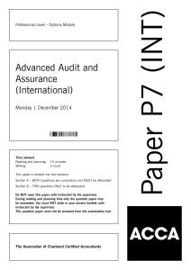 Advanced Audit & Assurance (International) Exam Paper