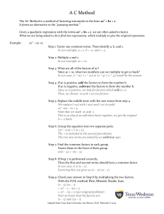 AC Method Factoring Guide: Algebra Trinomials