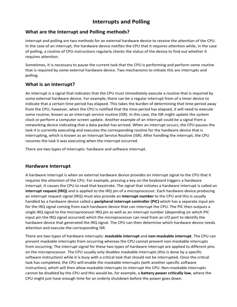 Interrupts and Polling: CPU Attention Methods Explained