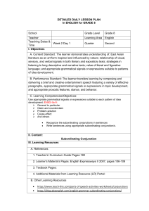 Grade 8 English Lesson Plan: Subordinating Conjunctions