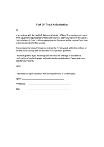 Fork Lift Truck Authorization & Safety Guidelines