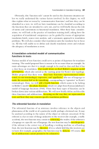 Functionalism in Translator Training: Text Functions