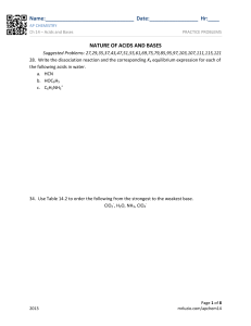 AP Chemistry: Acids and Bases Practice Problems