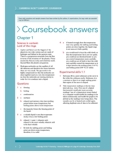 Cambridge IGCSE Chemistry: Coursebook Answers